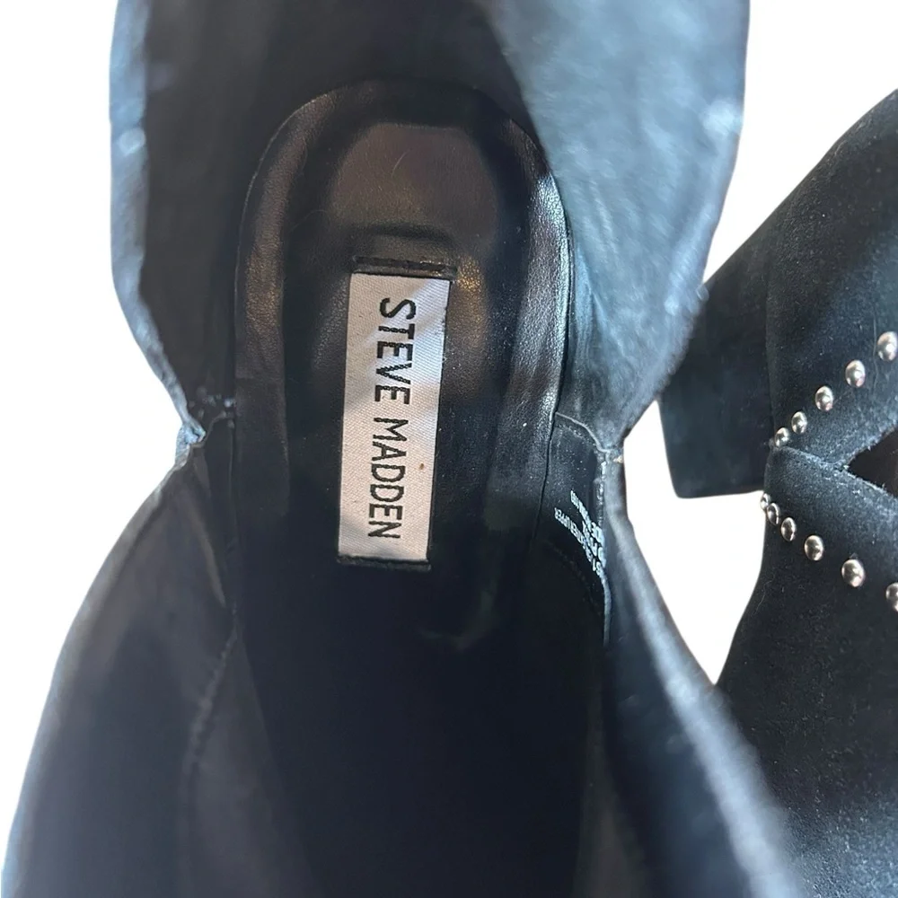 Steve Madden Rockstar Black Suede Ankle Boots Sz 9.5 - Picture 4 of 5